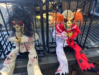 Animated skeletons in cages, voices motion, red eyes