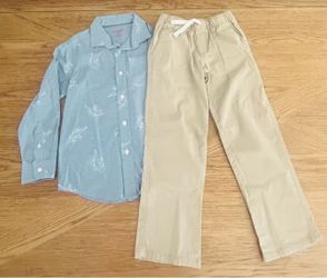 Boys Button-Up Shirt and Khaki Pants Set Size 6-7