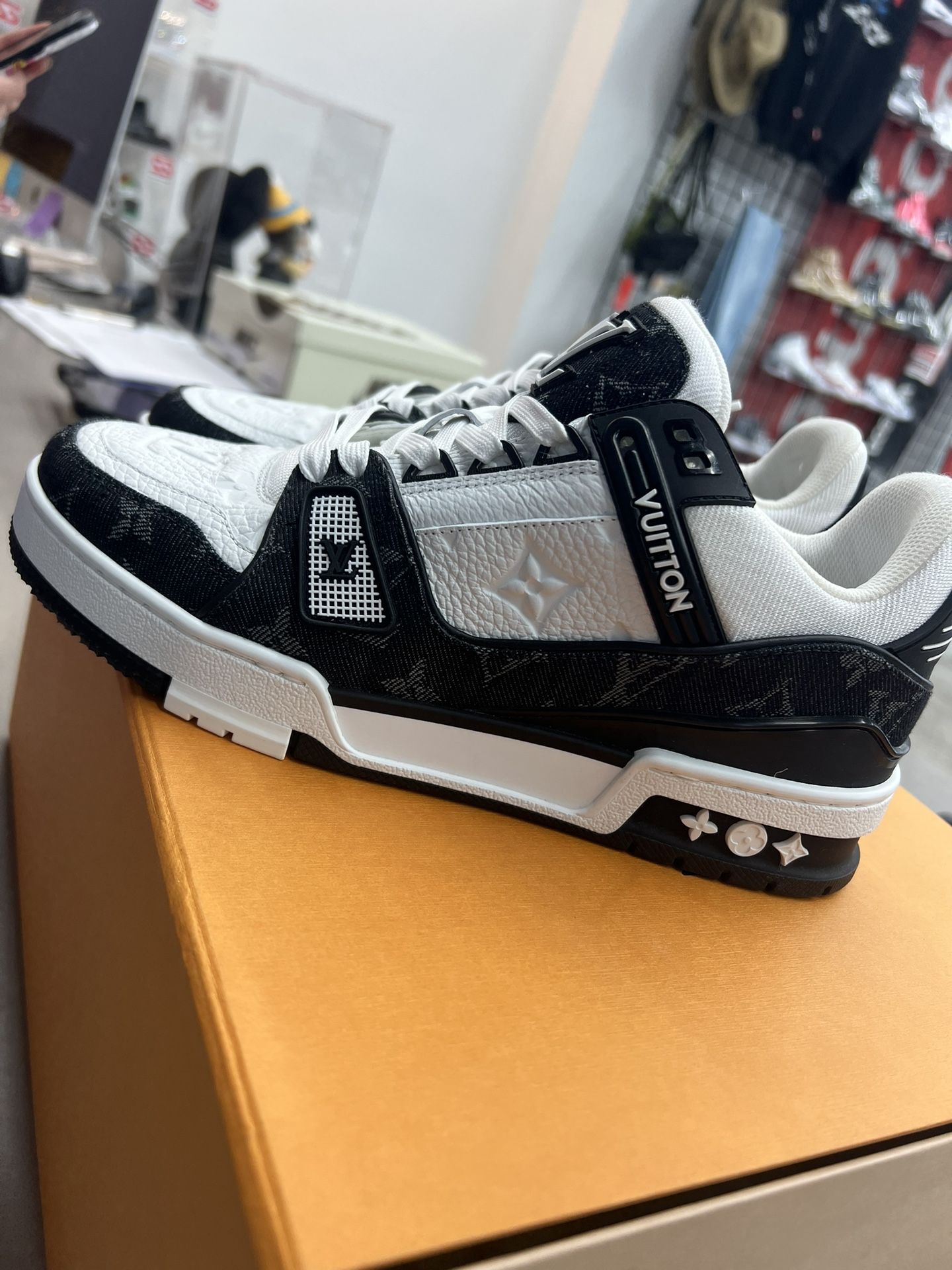 LOUIS VUITTON LV TRAINER WHITE BLACK NEW FOR SALE SNEAKERS SHOES