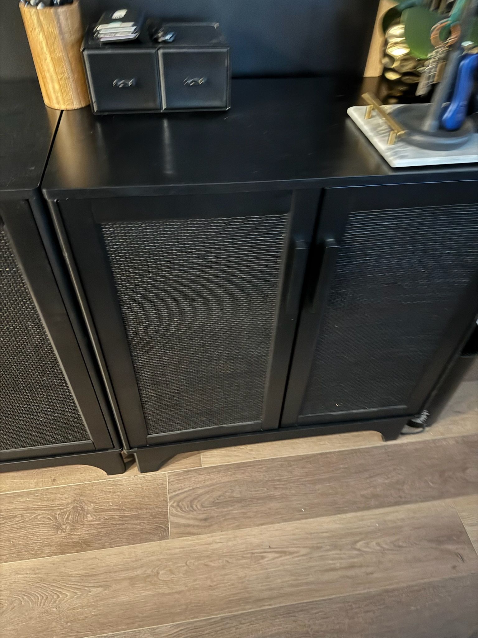 Black Rattan Cupboard