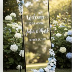 Wedding Welcome Mirror Decor - Elegant Mirrored Sign with “Welcome” Lettering - Perfect for Events