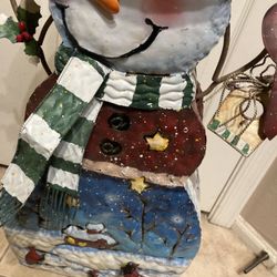 Metal Christmas Frosty Snowman Candle Holder