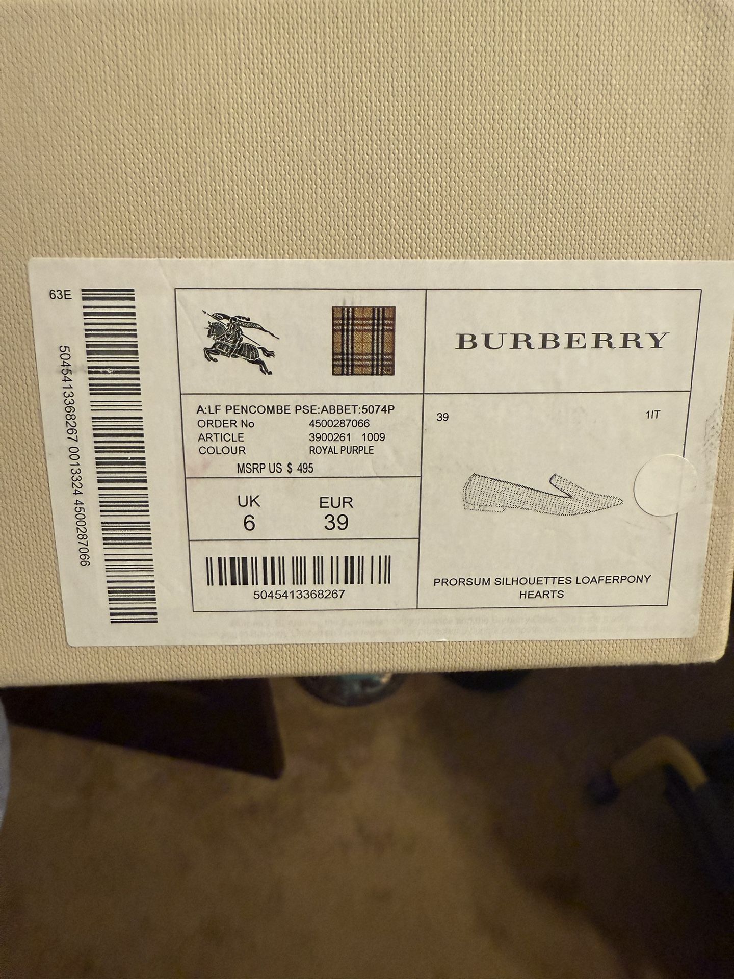 Burberry Pencombe Heart Print Calf Hair Smoking Slipper