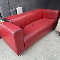 RED LEATHER COUCH