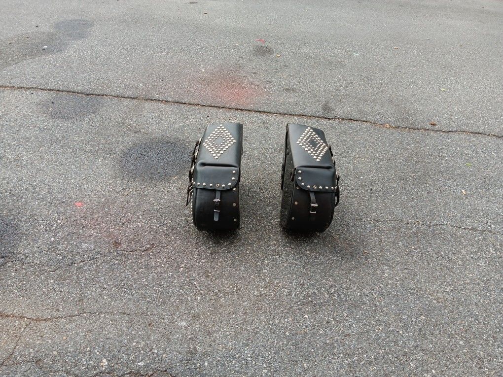 Leather Studded Saddlebags