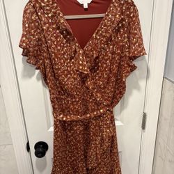 Lauren Conrad orange and brown floral dress #floraldress