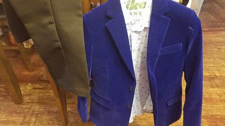 Boys velvet blue jacket size 8