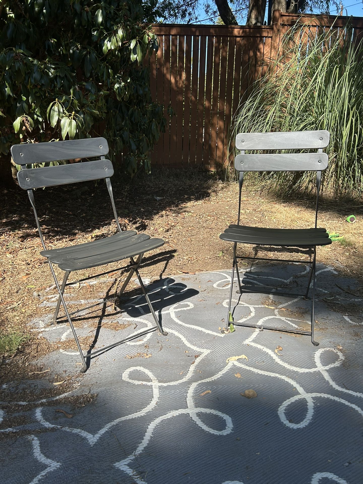 Black Metal Folding Patio Bistro Chairs 