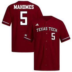 Adidas Texas Tech Patrick Mahomes Red Baseball Jersey Red Raiders 