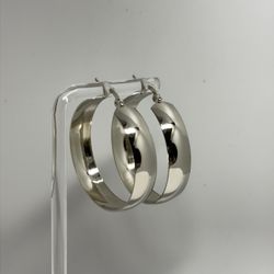 925 Sterling Silver Plated 30mm  Hoops Earrings