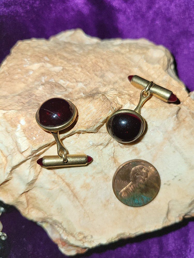 Ruby Red/Gold Krementz Cufflinks