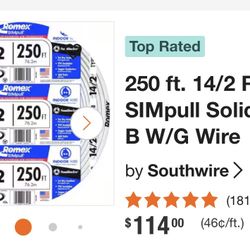 14-2 Romex Copper Wire 5  Rolls