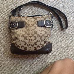 Coach Brown & Tan Signature Jacquard Soho Shoulder/Crossbody Bag