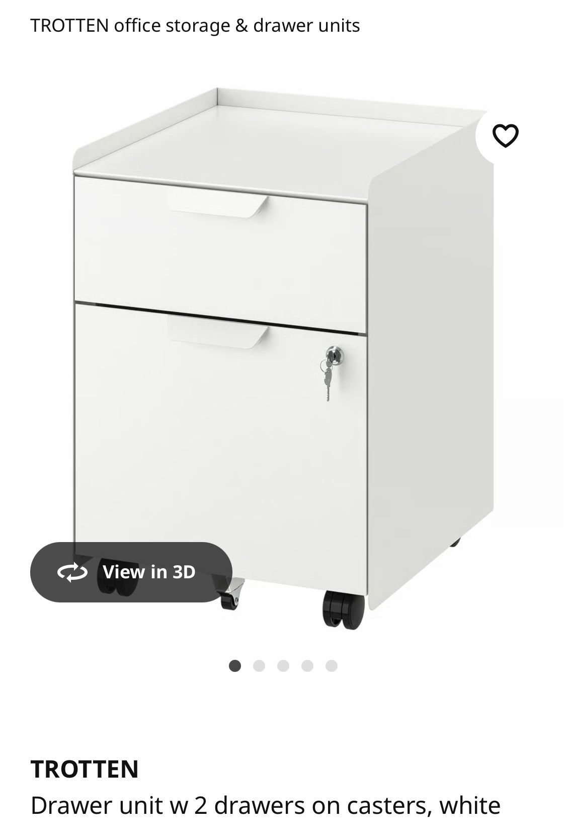 IKEA Trotten 2 Drawer Filing Cabinet