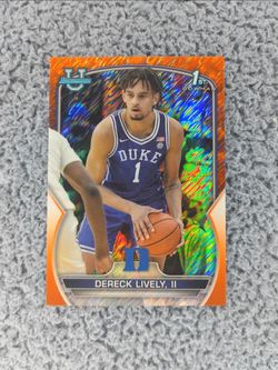 Dereck Lively II 2023-24 Bowman University Best Orange Shimmer /25 + Dereck Lively II 2023-24 Bowman University Best Silver Raywave /100