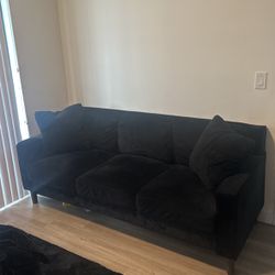All Black Velvet Couch