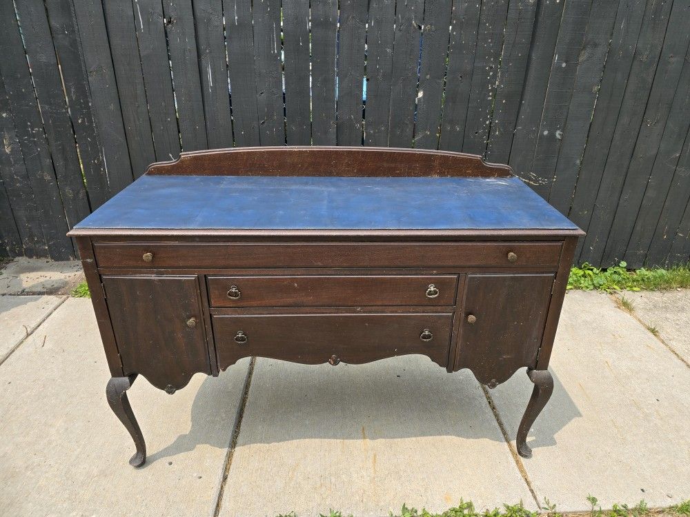 Antique Walnut Wood Long Buffet Server