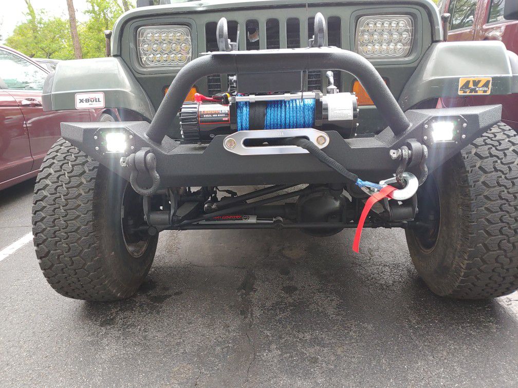 Jeep Wrangler YJ TJ XJ JK Custom Bumper with Winch, LED Lights, and Installation