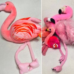 Wildlife Flamingo Plush Toy Lot Pink Bird Stuffed Animals