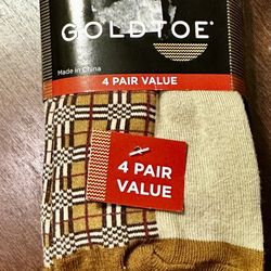 Gold Toe Men’s Dress Socks – Plaid Foot 4-Pack (Style #3081S) 🧦 Brand New | 4 Pair Value Pack