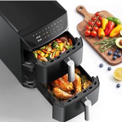 Brand New Dual Basket Air Fryer, 12.6QT Family-Size for 10–12 People, XL Basket for 6LB Whole Chicken, DoubleStack Compact Design, 10-in-1 Functions w