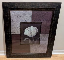 Large Framed White Flower Wall Art