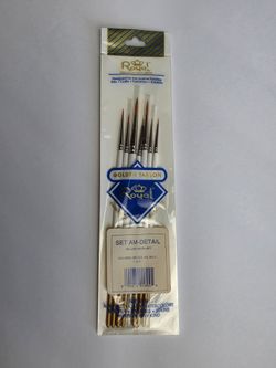 Royal Golden Taklon AM-Detail Deluxe Brush Set of 7 - 10/0, 5/0, 3/0. 0, 2, 3, 5
