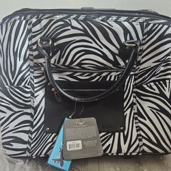 Calpak Zanny Rolling Tote 21" Laptop Carry On Bag Zebra Print