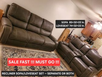Leather recliner couch set