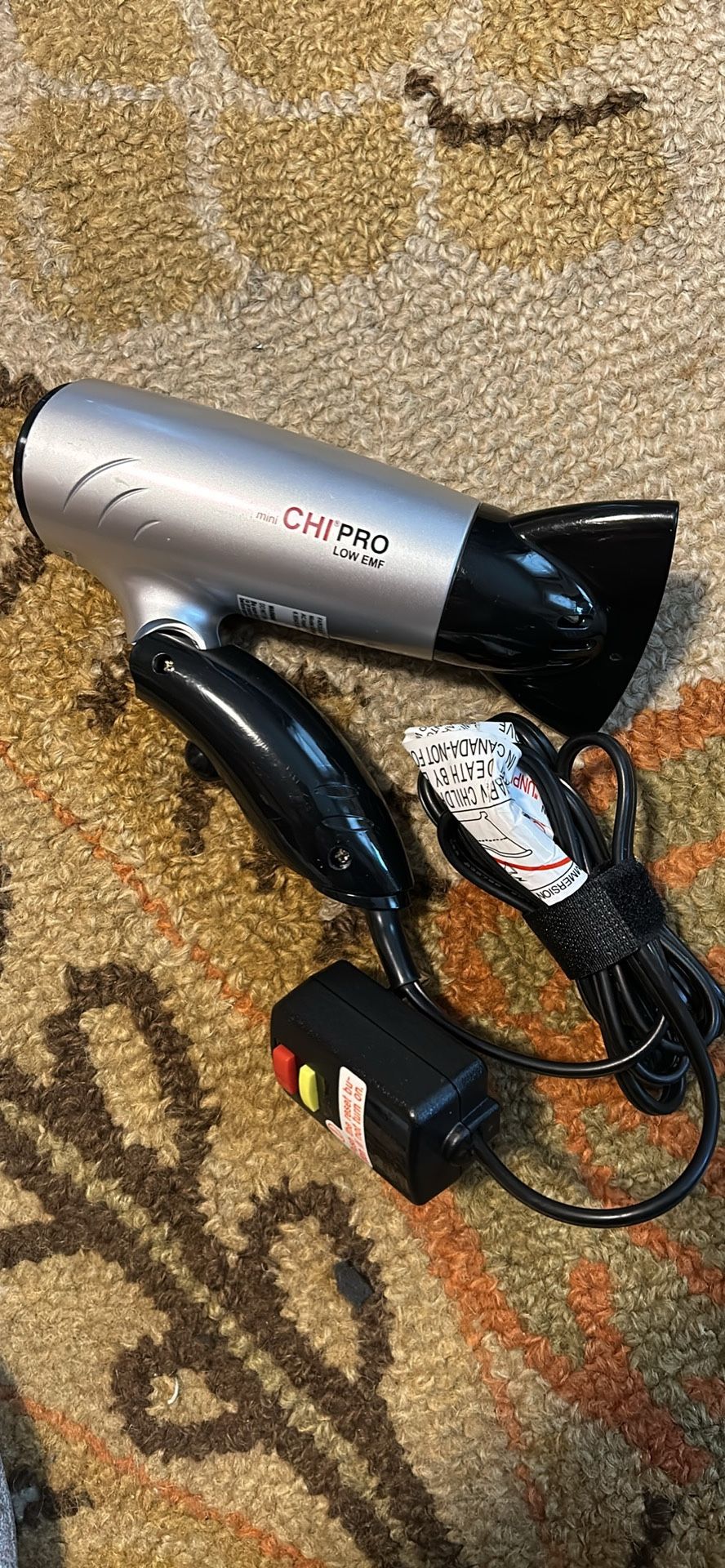 Mini Travel Chi Hairdryer Low EMF Grey & Black 