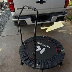 KENSONE 40"/48" Foldable Mini Trampoline, Indoor Trampoline for Kids, Adults Indoor/Garden Workout, Fitness Rebounder with Adjustable Foam Handle, Max