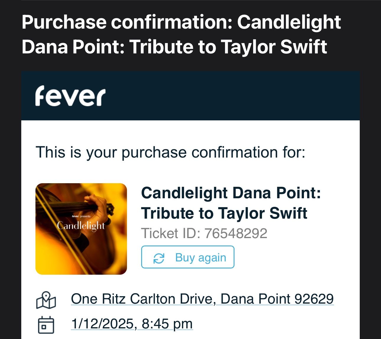 Taylor Swift- Candlelight 2 Tickets