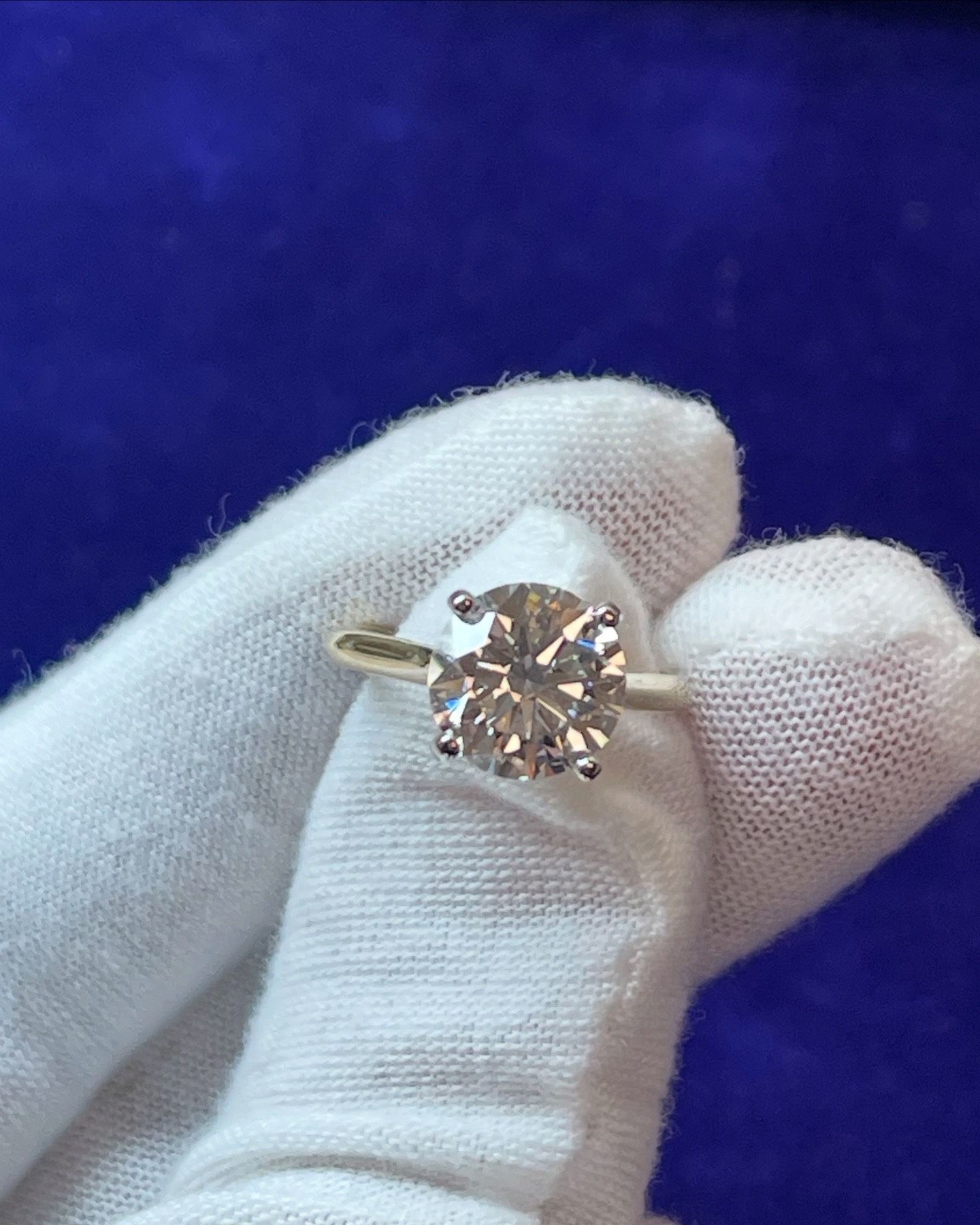 3.05 Round Brilliant Carat Lab Grown 14k Yellow Gold Ring Size 5