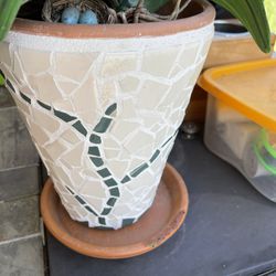 artificial  plant and beautiful  pot