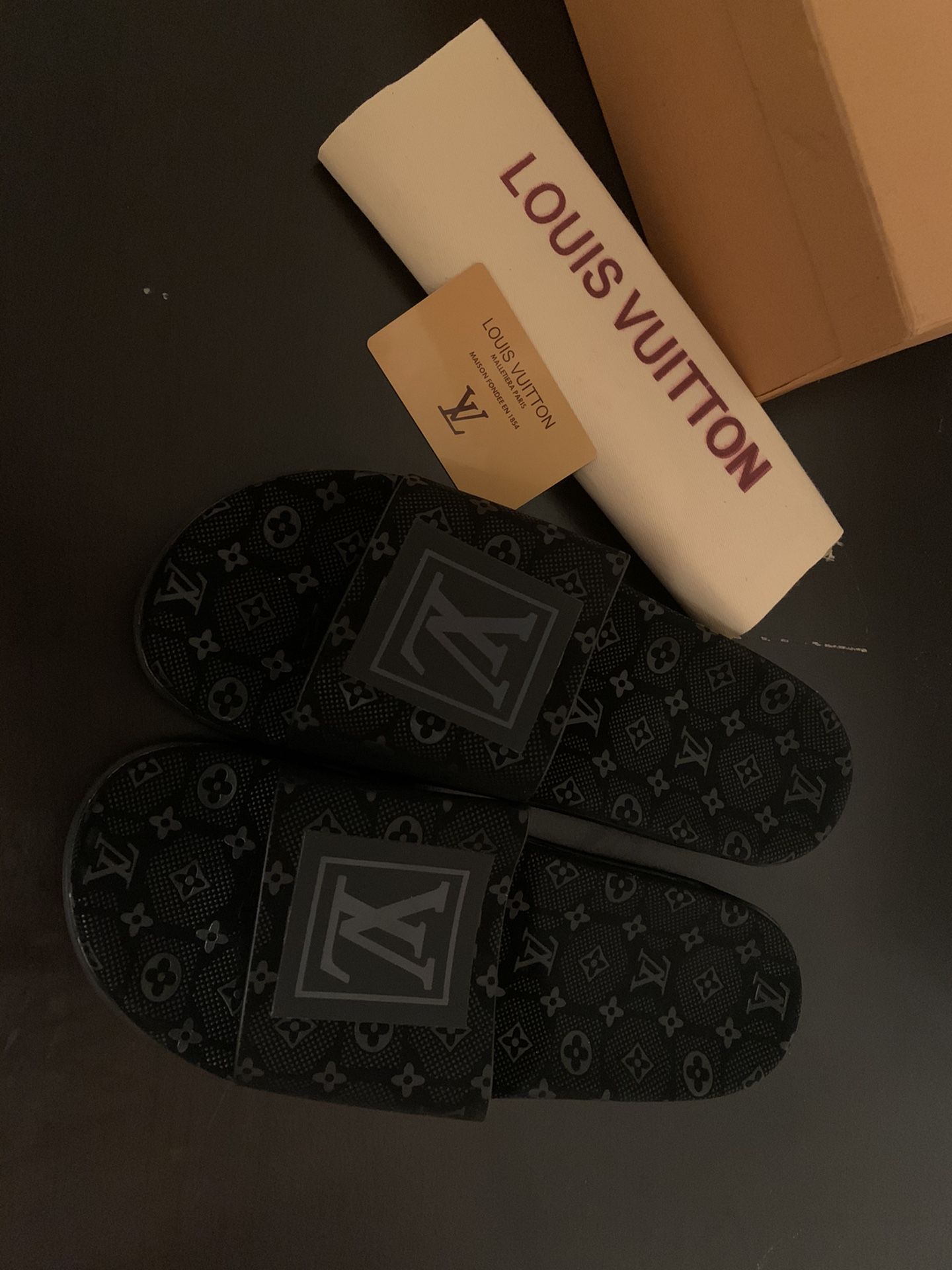 Black Louis Vuitton Slides