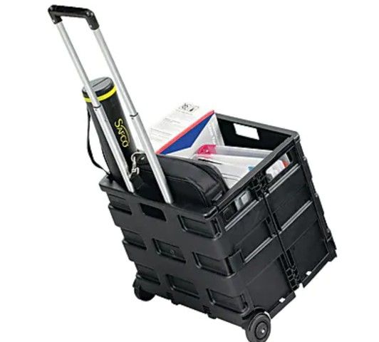 Stow And Go Crate Cart, 16-1/2 x 3-1/5 x 18, Black
