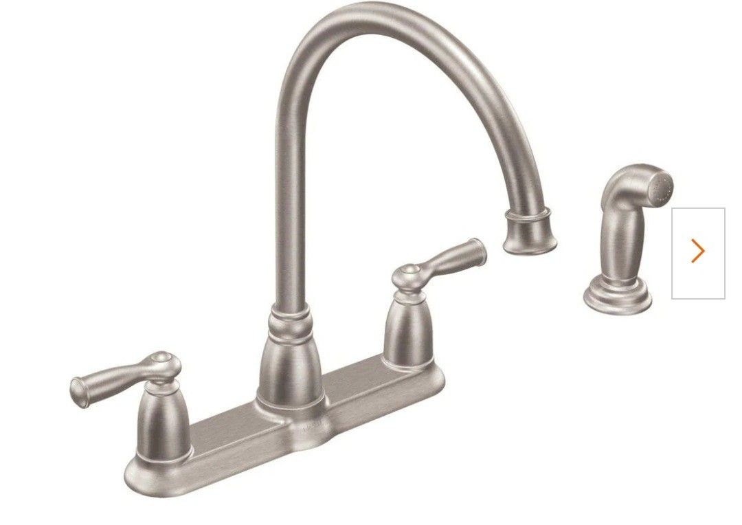 Moen CA87000SRS Banbury High-Arc 2-Handle Standard Kitchen Faucet with Side Sprayer in Spot Resist Stainless