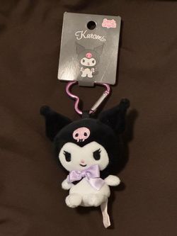 Sanrio Kuromi Plush Keychain Heart Shaped Clip 🤍💜🖤