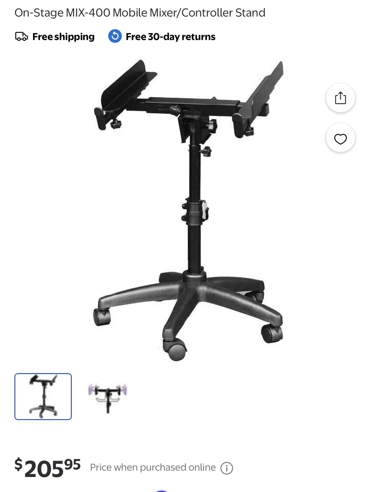 On-Stage MIX-400 Mobile Mixer/Controller Stand