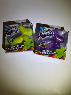 Ja-Ru Irresquishable Stretchy B'loon Dog Squeeze Toys Glow Dark Glitter