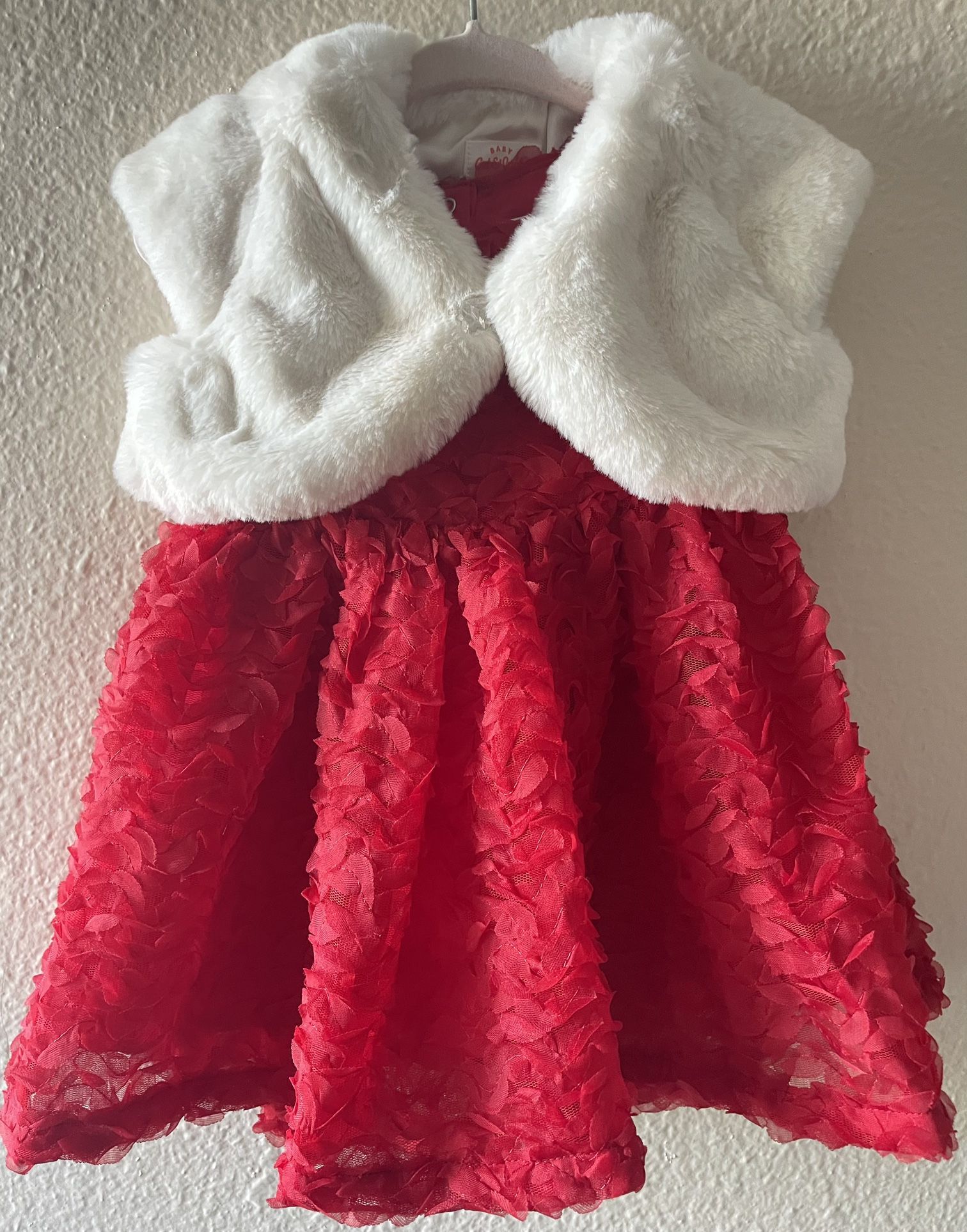 Baby Girl Red Dress With Fur Vest Valentines Day
