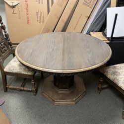 French Renaissance/ Gothic Style Dining Table And Chairs 