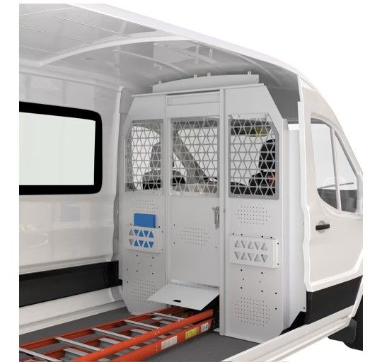 MELIPRON Cargo Van Partition Bulkhead Fit for Ford Transit 150 250 350 Medium Roof with Door Handle, Acrylic Custom Window Board