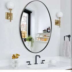 Oval Wall Mirror, 26"x38" Black Oval Vanity Mirror, Bathroom Mirror of Metal Frame, Home Decorative Wall Mounted Mirror for Bathroom, Living Room, Ent