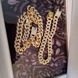Gold Necklace Watch Bracelet 