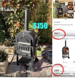 $150 Outdoor Black steel Charcoal Oven Pizza 🍕 in great condition like new