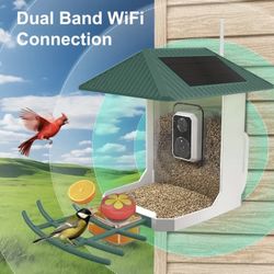Brand new in box High Quality Dual Lens Wireless Solar Powered Bird Feeder Camera - 6000mAh Battery