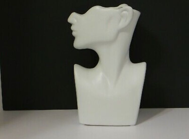 Ceramic Half Round Face Flower Pot White Figure Sculpture Work Table Flower vase