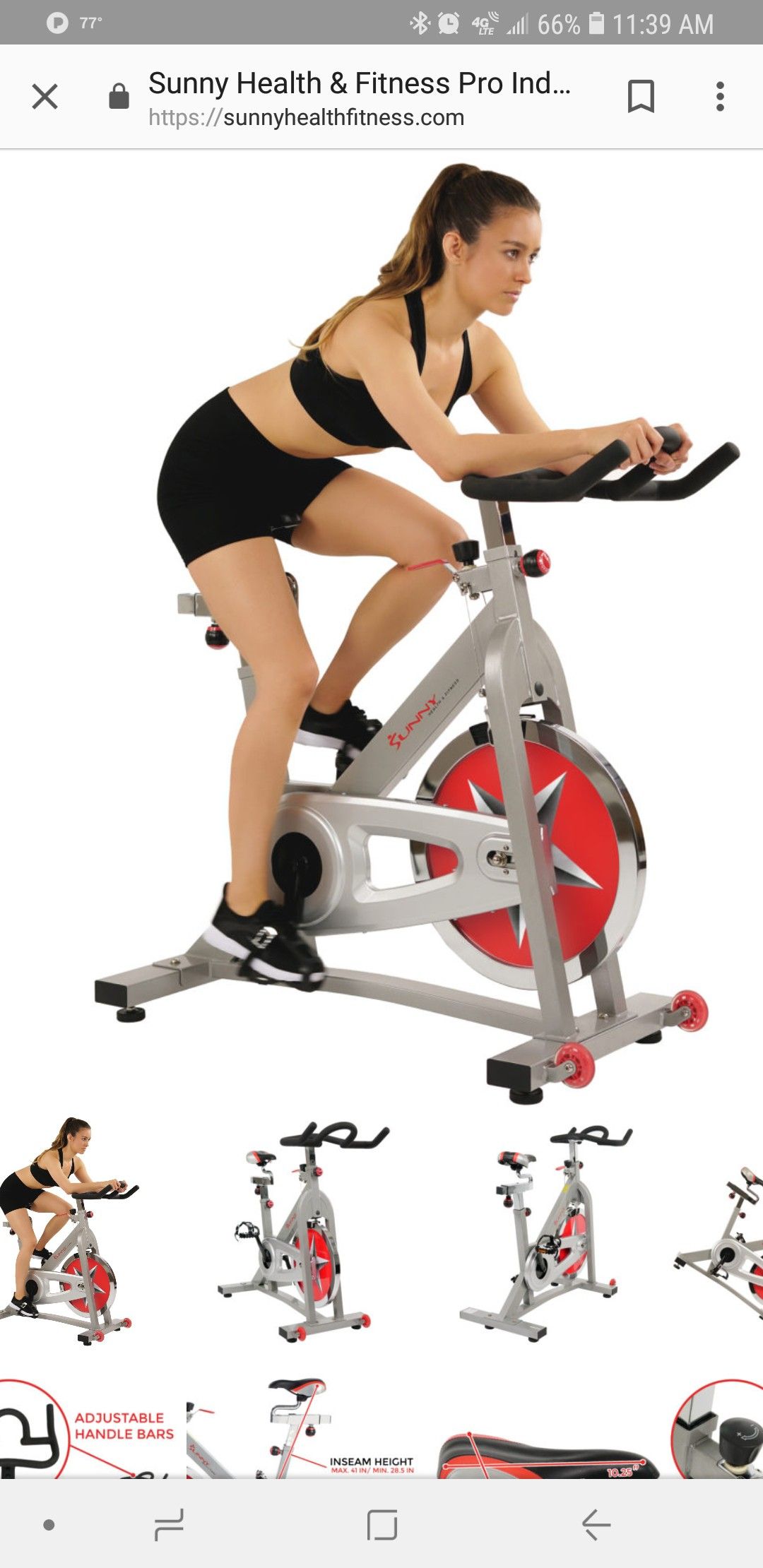 New in Box SF-B901 SUNNY HEALTH & FITNESS PRO INDOOR CYCLING BIKE