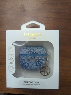 Guess AirPods 3 Case Blue Logo Print
